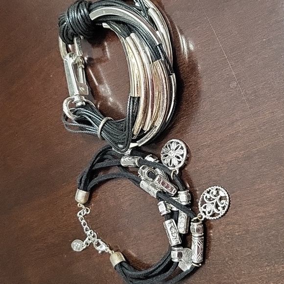 Jewelry - 2 black and silver bracelets